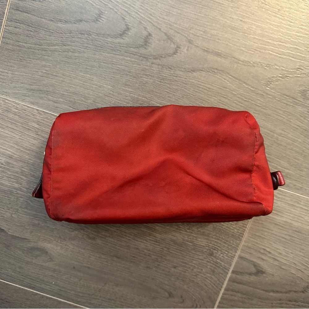 Ferragamo red makeup cosmetic bag